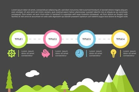 Roadmap Infographic with Four Steps and Mountain Landscape Stockillustratie