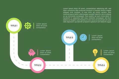 Roadmap Infographic with Four Steps and Curved Pathway Illustrazione stock