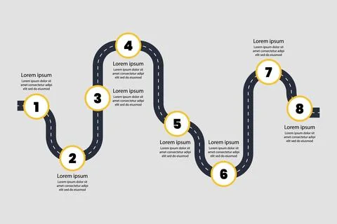 Roadmap infographic with steps process. 스톡 일러스트