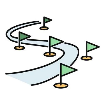 Roadmap journey showing progress with milestone flags Stock Illustration