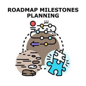 Roadmap milestones planning, strategy, and progress concept Stock Illustration