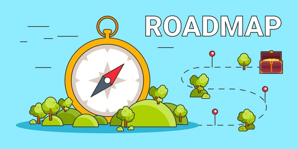 Roadmap pathway with compass Illustrazione stock
