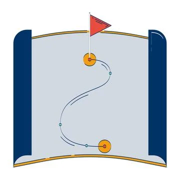Roadmap with pinned final destination 2D doodle object Stock Illustration