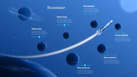 Roadmap with planet Earth and space rocket with long trail flying between planet Stock Illustration
