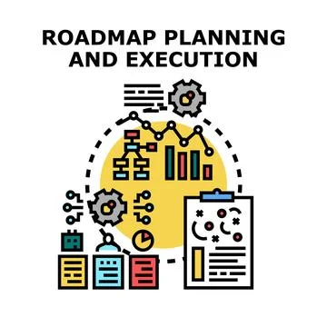 Roadmap planning and execution management concept Stock Illustration