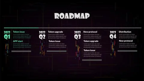 Roadmap with sections and copy space on dark background. Infographic timeline Stock Illustration