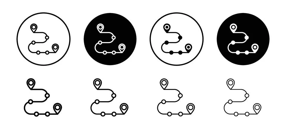 Roadmap vector icon set collection. Roadmap Outline flat Icon. Stock Illustration