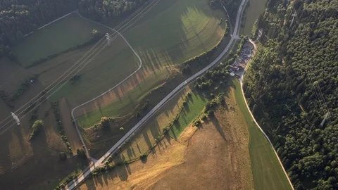 Roads and fields at a bird's eye view Germany Видео 93596435