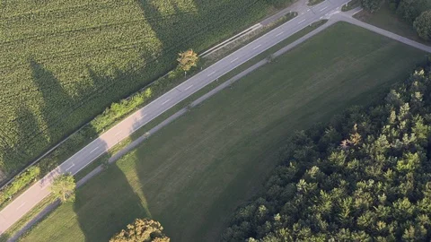 Roads and fields at a bird's eye view Germany Stock Footage 93674316