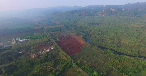 Roads and rivers are parallel lines Stock Footage 75075590