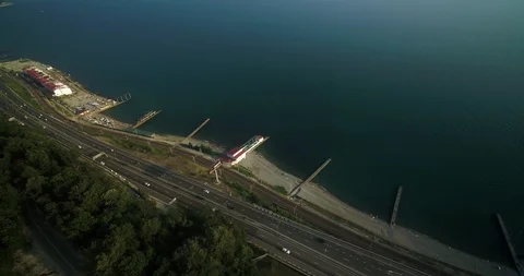 Roads by the blue sea Stock Footage 101123282