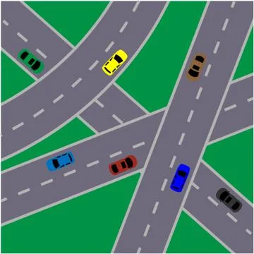 Roads with cars Stock Illustration