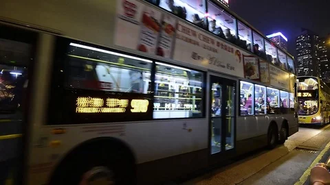 Roads congested by buses in central district, Hong Kong, China. Stock Footage 101318227
