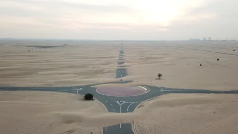Roads covered With Sand by drone Video stock 99125543