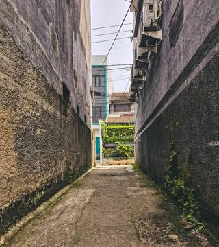 Roads in dense settlements leading to main roads Stock Photos