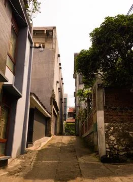 Roads in dense settlements leading to main roads Stock Photos