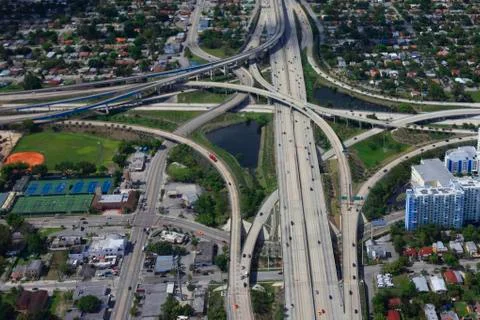 Roads junction in Miami Stock Photos