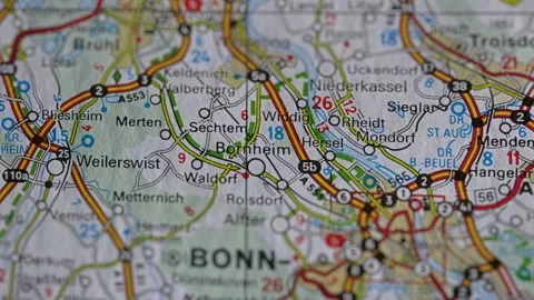 Roads On Map Earth North Rhine-Westphalia. Stock Footage 119953603