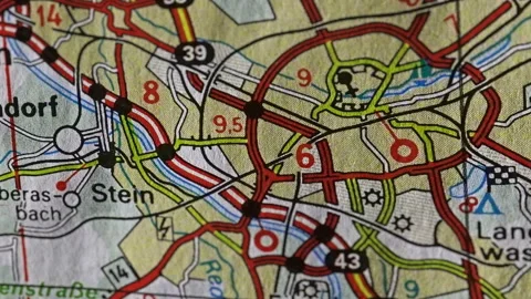 Roads On A Map North Of Central Bavaria. Stock-Footage 119926556