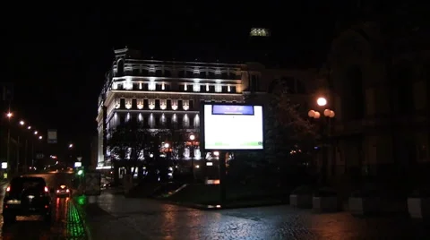 On The Roads At Night in Kiev Ukraine Stock Footage 46163888