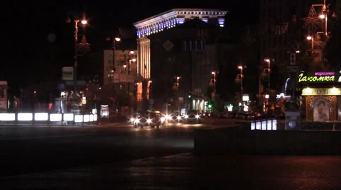 On The Roads At Night in Kiev Ukraine Stock Footage 46163922