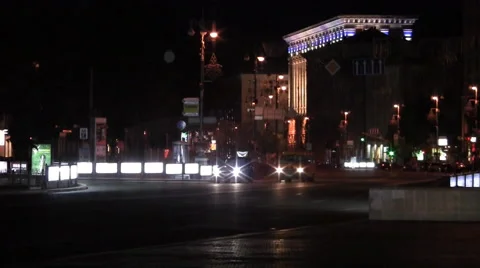 On The Roads At Night in Kiev Ukraine Stock Footage 46163932