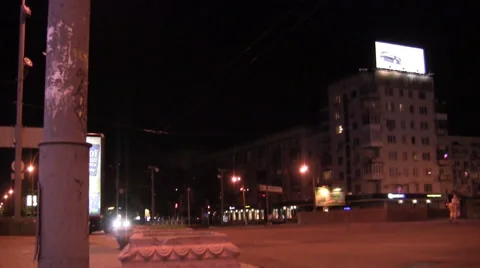 On The Roads At Night in Kiev Ukraine Stock Footage 46164327