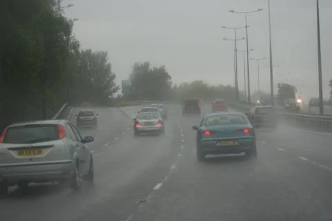 Roads in Rain Stock Photos