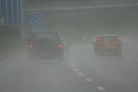 Roads in Rain Stock Photos