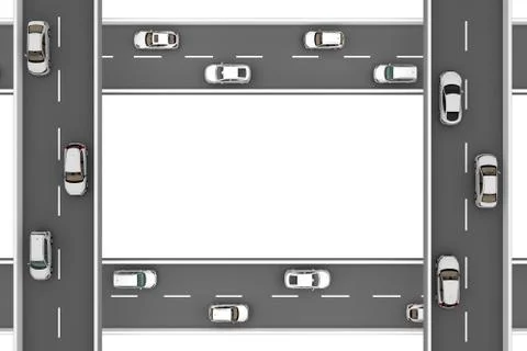 Roads at right angles at different heights Stock Illustration