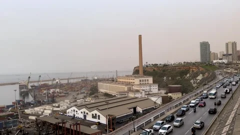 Roads transport building crowded traffic congestion highways in Algeria Stock Footage 296501697