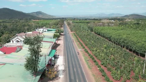 Roadscape Symphony Breathtaking 4K Drone Footage Gliding Over Scenic Road La Stock Footage 241508272