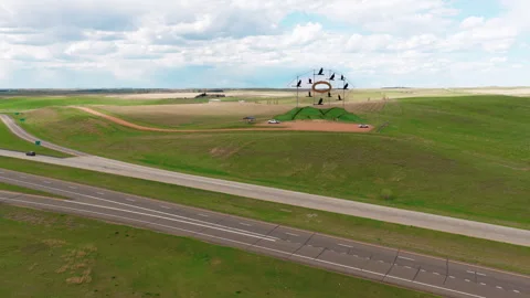 Roadside Art Project Built To Draw Interstate Travelers Into Declining Prairie Stock Footage 342792041