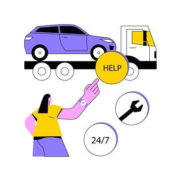 Roadside assistance abstract concept vector illustration. Stock Illustration