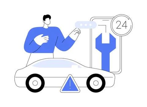 Roadside assistance abstract concept vector illustration. Illustrazione stock