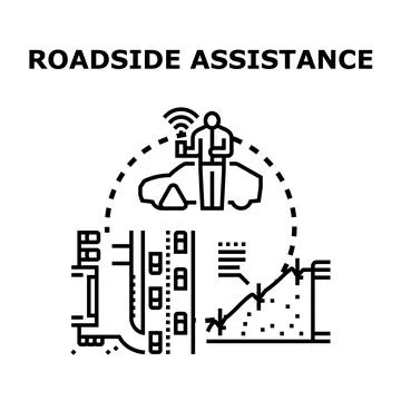 Roadside assistance service for car breakdown support Stock Illustration