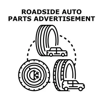 Roadside auto parts advertisement vector concept Stock Illustration