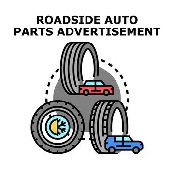 Roadside auto parts advertisement vector concept Stock Illustration