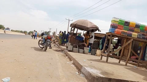 Roadside Black Tea Seller Preparing Charcoal Fire Kano Nigeria Stock Footage 329485036