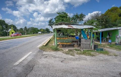 Roadside Fruit and Vegetable Stand in Pedro Antonio Santos Stock Photos