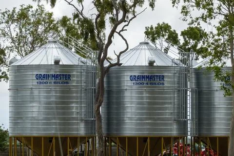 Roadside Grain Storage Silos Stock Photos