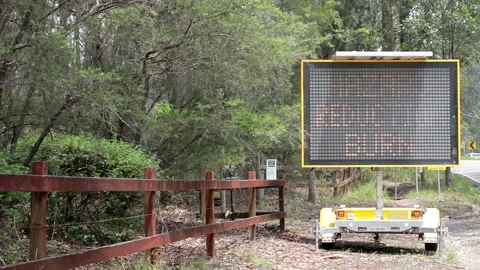 Roadside hazard reduction burn sign Video stock 168997103