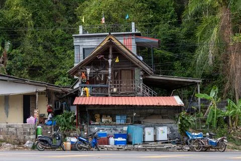 Roadside Home and Work Area in Khlong Muang Stock Photos
