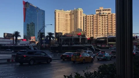 Roadside intersection in Las Vegas strip Stock Footage 84014352