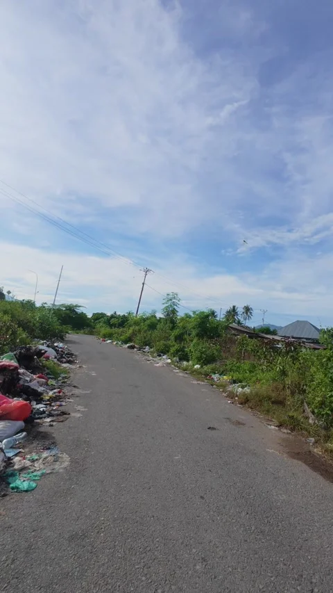 Roadside Litter and Garbage Pollution on Street Stock Footage 310870928