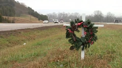 Roadside memorial Stock Footage 17454516
