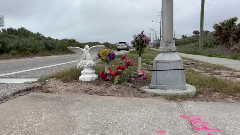 A roadside memorial marker Stock Footage 237958617