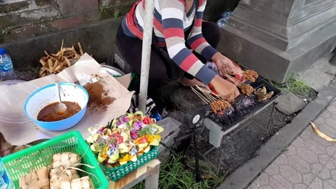 Roadside satay seller Stock Footage 321191507