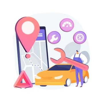 Roadside service abstract concept vector illustration. Stock Illustration