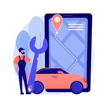 Roadside service abstract concept vector illustration. Stock Illustration